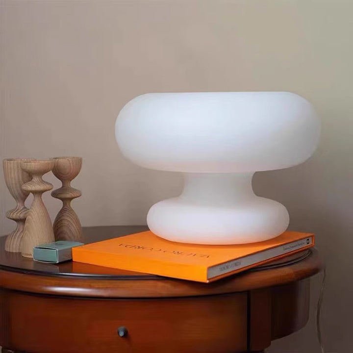 Lampe de table LED en verre en forme de beignet rond créatif contemporain pour chambre 