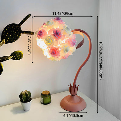 Contemporary Creative Rose Bouquet Iron Hose 1-Light Table Lamp For Bedroom