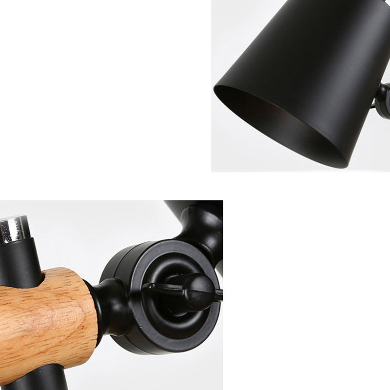 مصباح طاولة خشبي حديدي أسطواني طويل بأسلوب حديث وبسيط مع ضوء واحد لغرفة النوم 