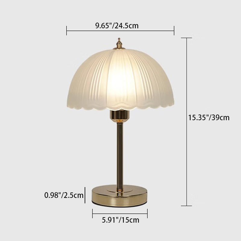 Lampe de table contemporaine nordique en verre à dentelle en demi-dôme avec un éclairage pour chambre à coucher 