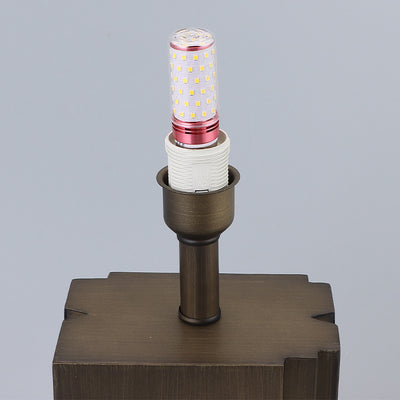 Zeitgenössische Retro Rechteckige Basis Halbkreis Trapez Stoffabdeckung Metall 1-Licht Tischlampe für Wohnzimmer 
