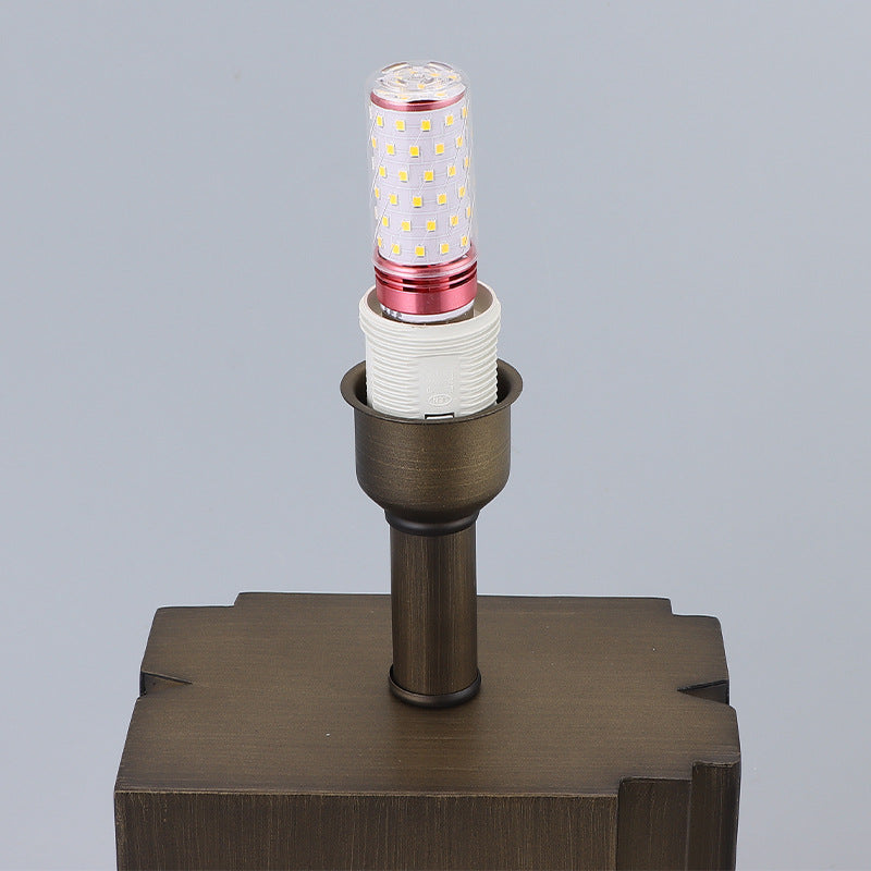 Zeitgenössische Retro Rechteckige Basis Halbkreis Trapez Stoffabdeckung Metall 1-Licht Tischlampe für Wohnzimmer 