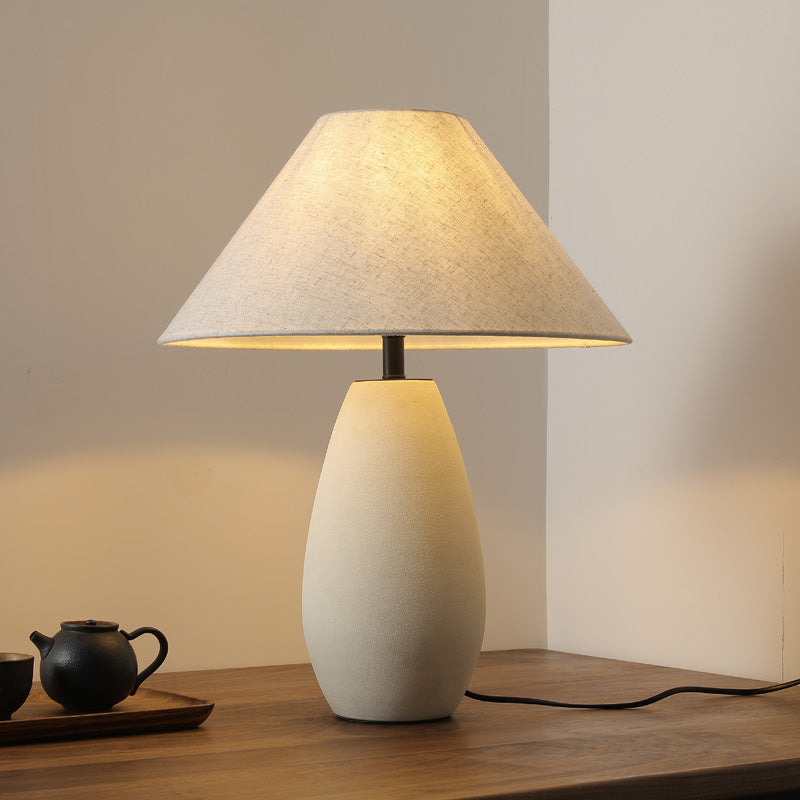 Lámpara de mesa de 1 luz con jarra de cerámica cilíndrica japonesa tradicional para dormitorio 