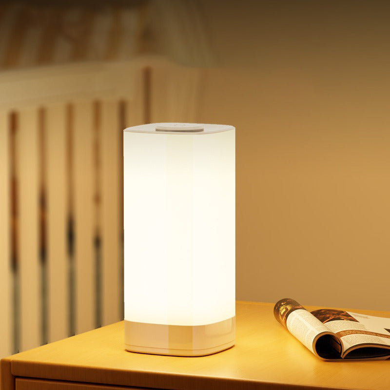 مصباح طاولة LED مستطيل الشكل من ABS PC بتصميم حديث وبسيط لغرفة النوم 