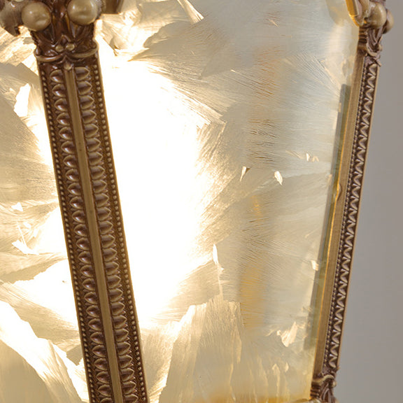 Lustre suspendu en laiton massif avec verre à glace quadrilatéral traditionnel français à dentelle pour salon 