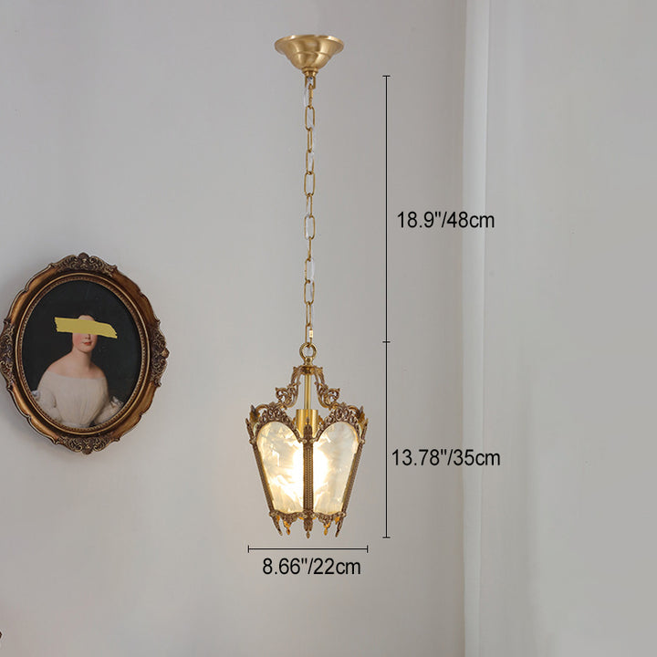 Lustre suspendu en laiton massif avec verre à glace quadrilatéral traditionnel français à dentelle pour salon 