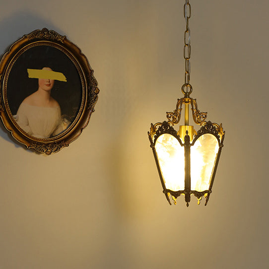 Lustre suspendu en laiton massif avec verre à glace quadrilatéral traditionnel français à dentelle pour salon 