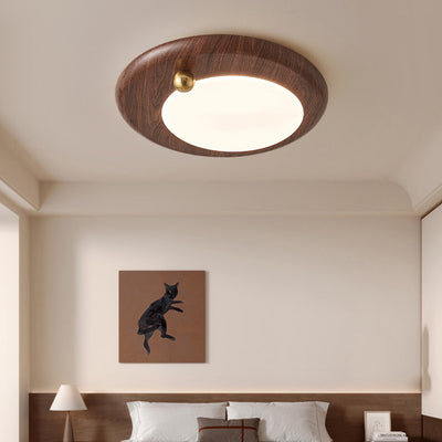 Plafonnier LED moderne minimaliste rond avec cercles concentriques en grain de bois, fer et acrylique pour salon 