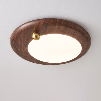 Plafonnier LED moderne minimaliste rond avec cercles concentriques en grain de bois, fer et acrylique pour salon 