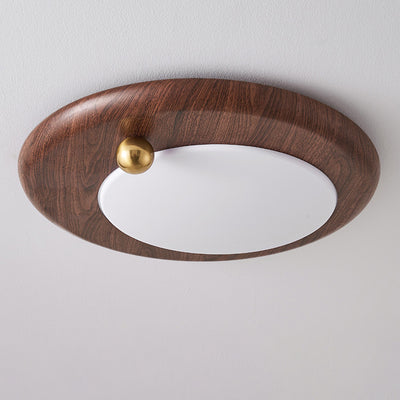 Plafonnier LED moderne minimaliste rond avec cercles concentriques en grain de bois, fer et acrylique pour salon 