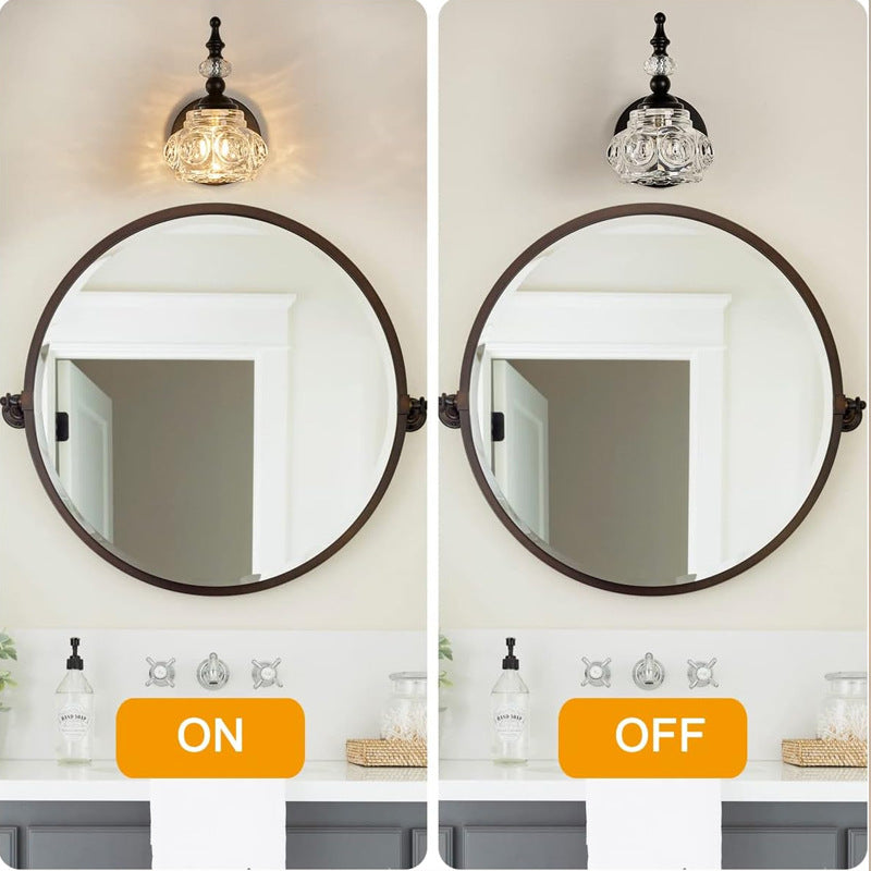 Lampe murale moderne minimaliste à une lumière en forme de hochet avec poteau incurvé en cristal et fer pour salon 