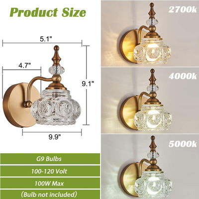 Lampe murale moderne minimaliste à une lumière en forme de hochet avec poteau incurvé en cristal et fer pour salon 