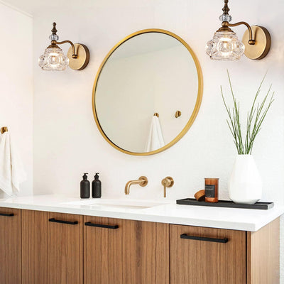 Lampe murale moderne minimaliste à une lumière en forme de hochet avec poteau incurvé en cristal et fer pour salon 