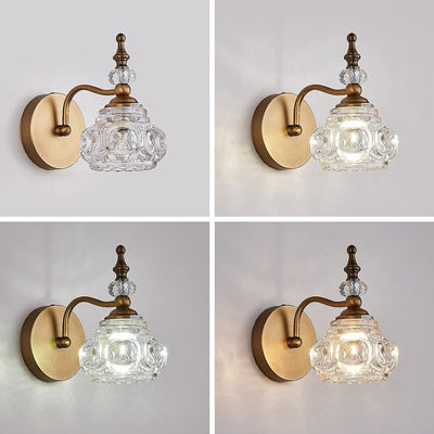 Lampe murale moderne minimaliste à une lumière en forme de hochet avec poteau incurvé en cristal et fer pour salon 