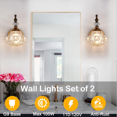 Lampe murale moderne minimaliste à une lumière en forme de hochet avec poteau incurvé en cristal et fer pour salon 