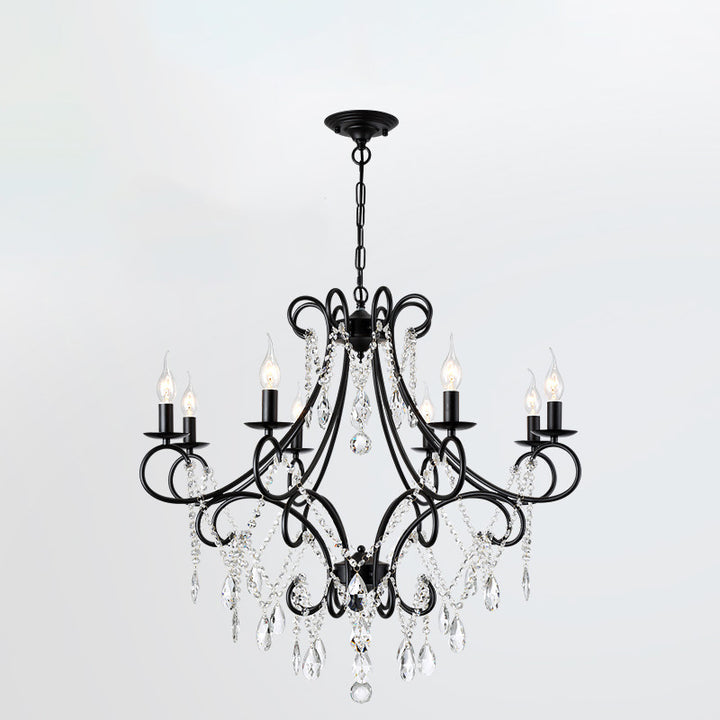 Traditional French Branch Candelabra Iron Frame Crystal 1/3/6/8 Light Chandelier For Living Room