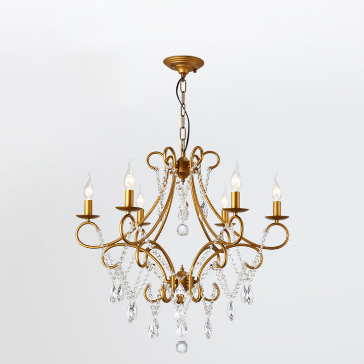 Traditional French Branch Candelabra Iron Frame Crystal 1/3/6/8 Light Chandelier For Living Room