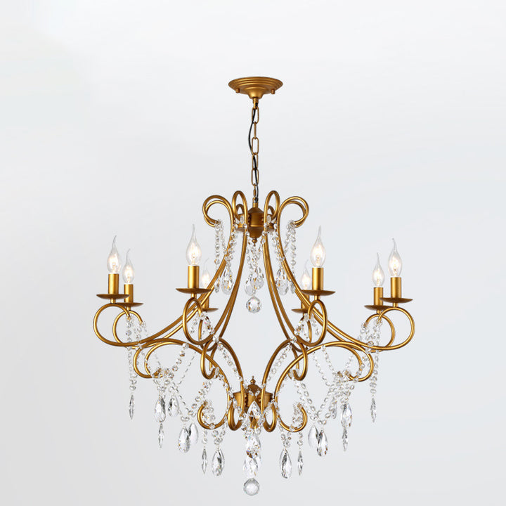 Traditional French Branch Candelabra Iron Frame Crystal 1/3/6/8 Light Chandelier For Living Room