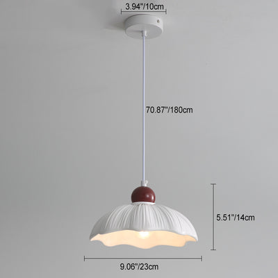 Moderne minimaliste ronde fleur résine abat-jour base en matériel 1-lumière suspension pour chambre 