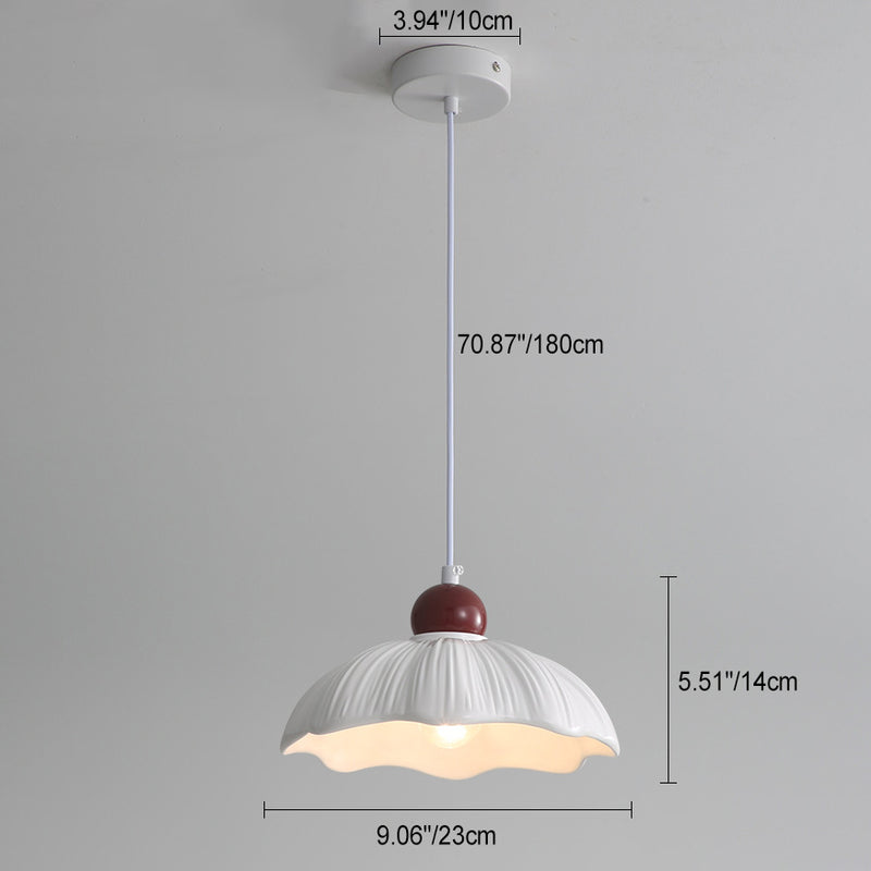 Moderne minimaliste ronde fleur résine abat-jour base en matériel 1-lumière suspension pour chambre 