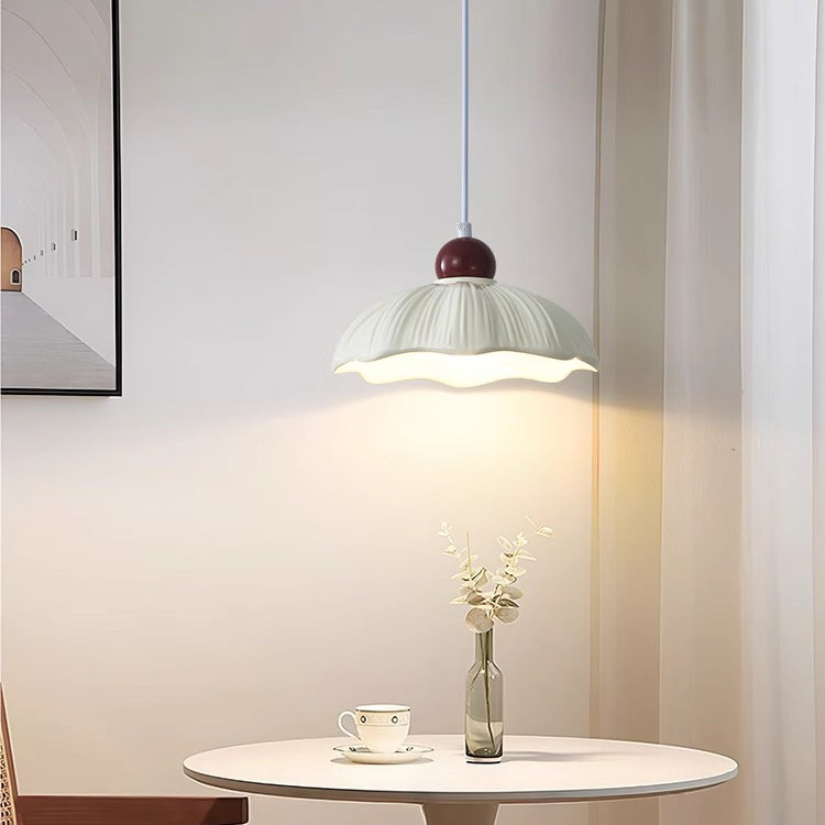 Moderne minimaliste ronde fleur résine abat-jour base en matériel 1-lumière suspension pour chambre 