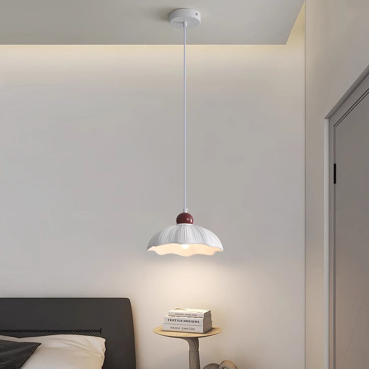 Moderne minimaliste ronde fleur résine abat-jour base en matériel 1-lumière suspension pour chambre 
