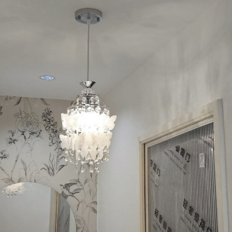 Zeitgenössische kreative runde Schmetterlings-Traubenform-Glas-Hardware 1-Licht-Pendelleuchte für Wohnzimmer 