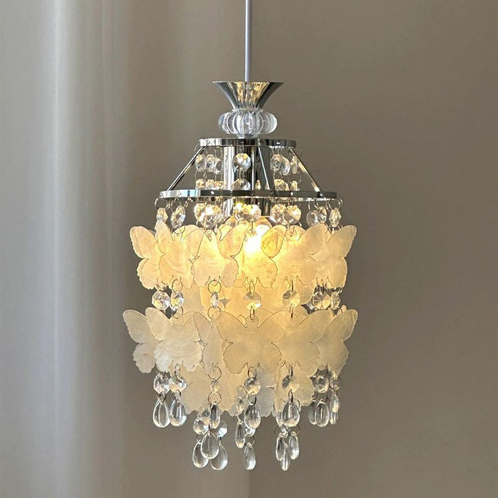 Contemporary Creative Round Shell Butterfly Grape Shape Glass Hardware 1-Light Pendant Light For Living Room
