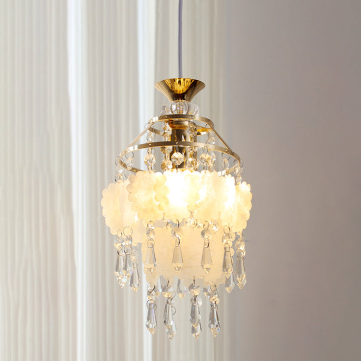 Contemporary Creative Round Shell Butterfly Grape Shape Glass Hardware 1-Light Pendant Light For Living Room