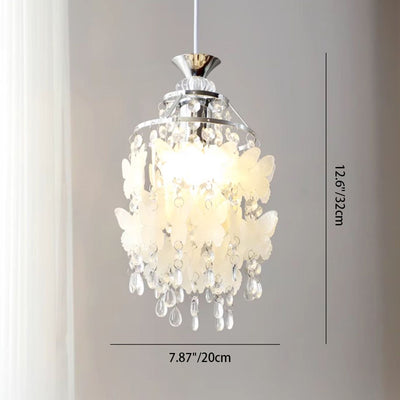 Zeitgenössische kreative runde Schmetterlings-Traubenform-Glas-Hardware 1-Licht-Pendelleuchte für Wohnzimmer 