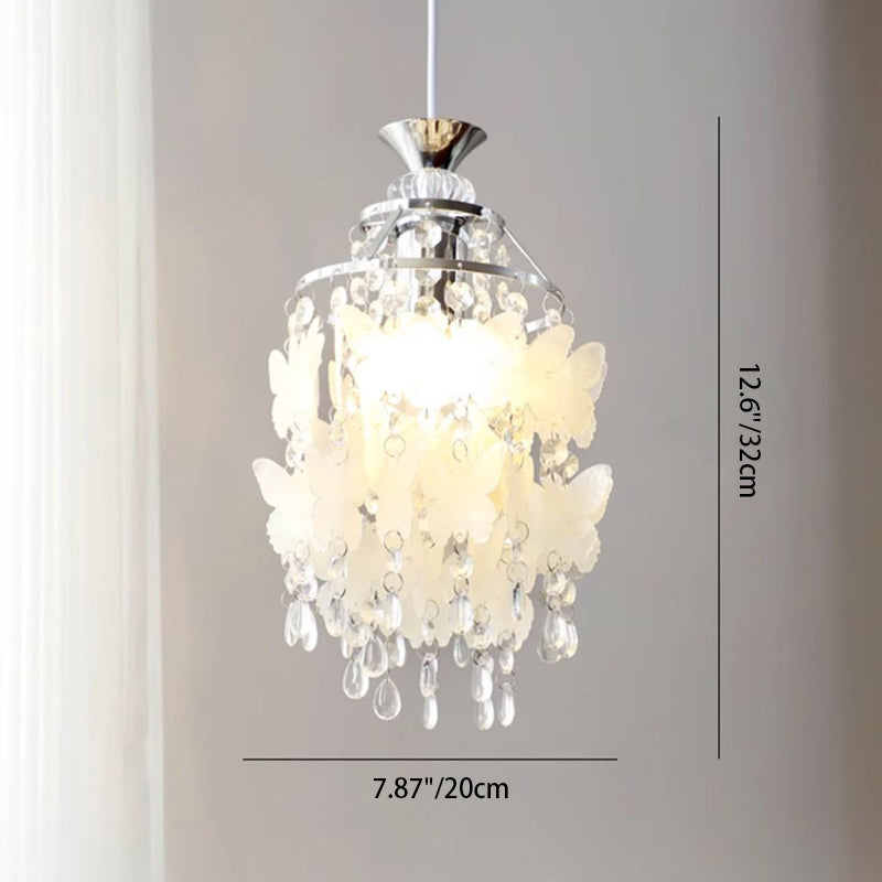 Zeitgenössische kreative runde Schmetterlings-Traubenform-Glas-Hardware 1-Licht-Pendelleuchte für Wohnzimmer 