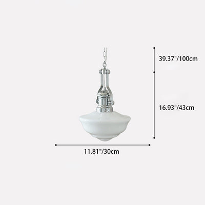 Zeitgenössische Retro Runde Kuppel Eisen Glas Schirm 1-Licht Pendelleuchte Für Wohnzimmer 