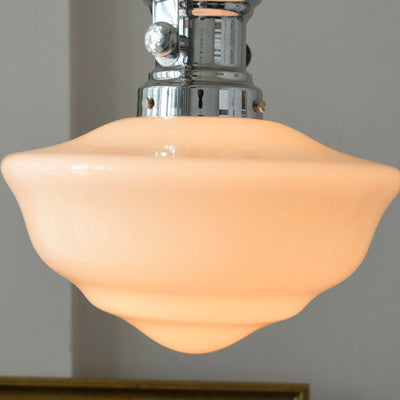 Zeitgenössische Retro Runde Kuppel Eisen Glas Schirm 1-Licht Pendelleuchte Für Wohnzimmer 