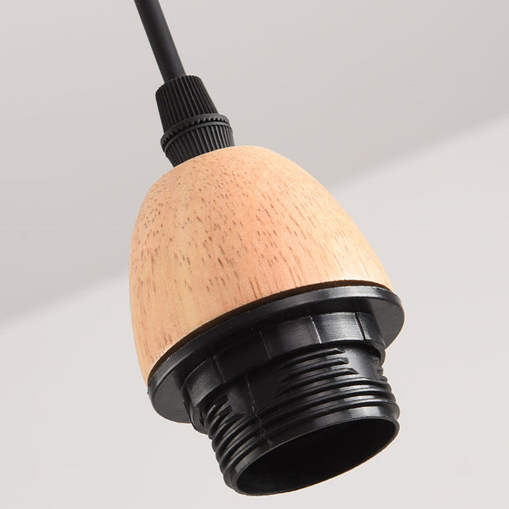 Suspension lumineuse à 1 ampoule en forme de cage à oiseaux ronde japonaise traditionnelle en bois et corde de chanvre pour salon 