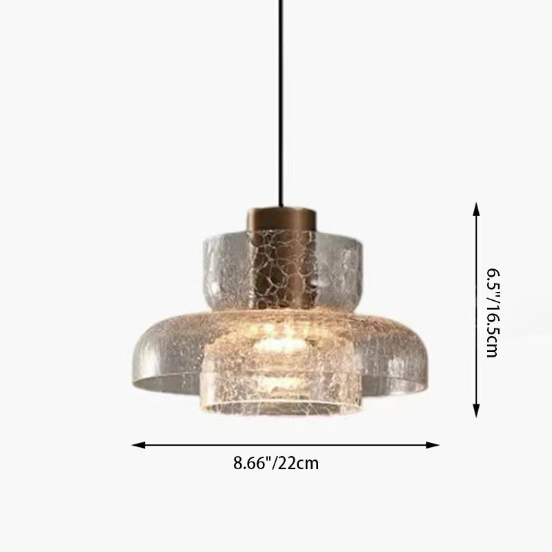 Lustre LED en verre craquelé cylindrique rond de luxe contemporain pour salon 