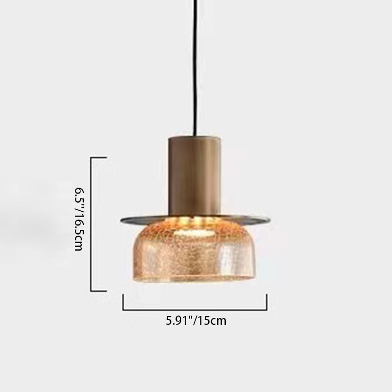 Lustre LED en verre craquelé cylindrique rond de luxe contemporain pour salon 