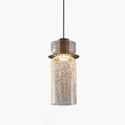 Lustre LED en verre craquelé cylindrique rond de luxe contemporain pour salon 