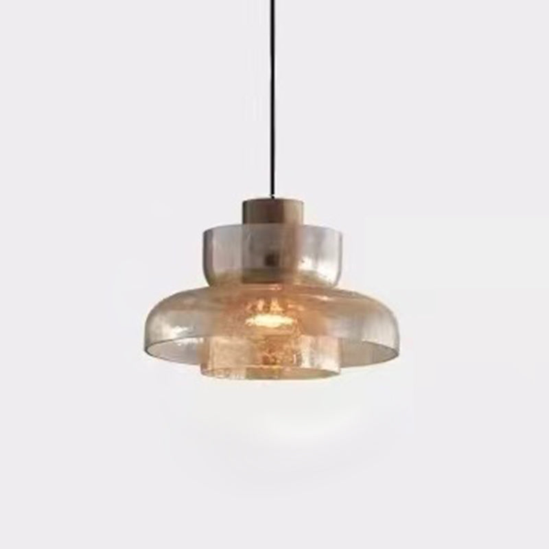 Lustre LED en verre craquelé cylindrique rond de luxe contemporain pour salon 
