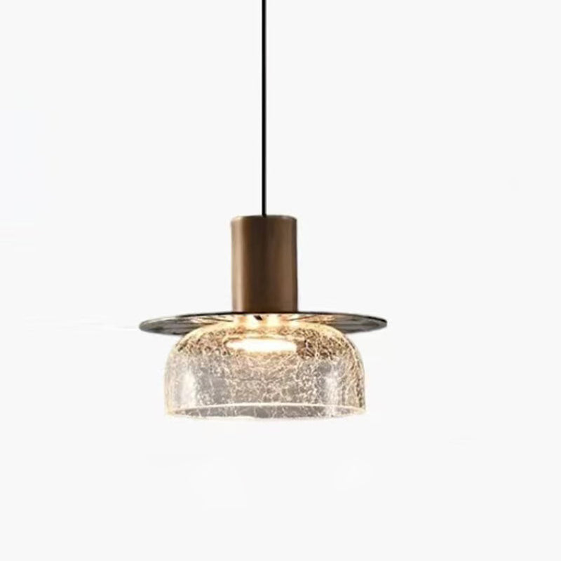 Lustre LED en verre craquelé cylindrique rond de luxe contemporain pour salon 