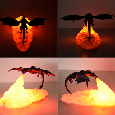 Contemporary Creative 3D Printed Fire-breathing Dragon PLA LED Table Lamp For Living Room