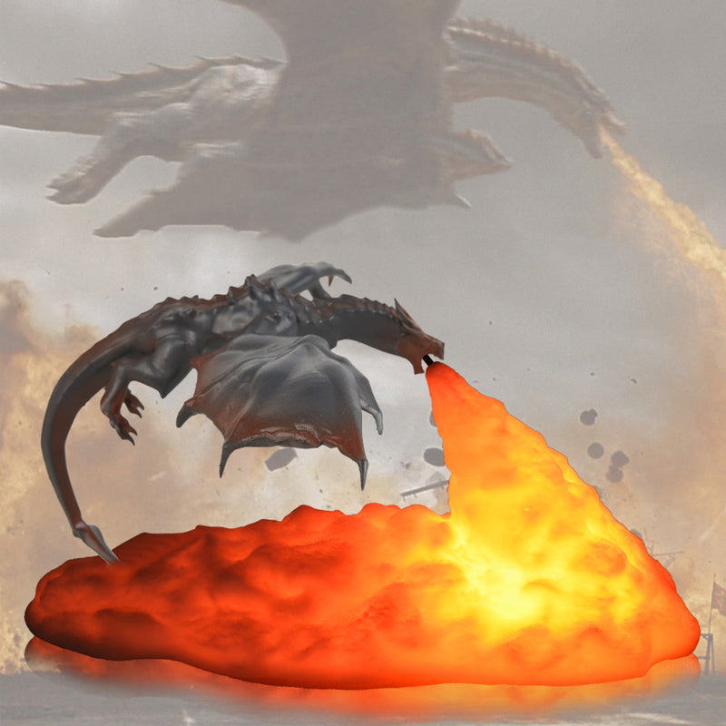 Contemporary Creative 3D Printed Fire-breathing Dragon PLA LED Table Lamp For Living Room