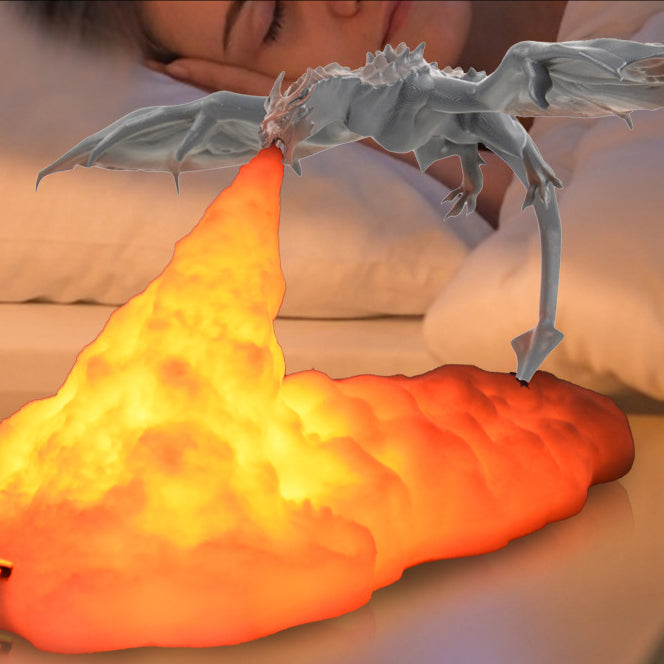 Lámpara de mesa LED de dragón que escupe fuego impresa en 3D creativa y contemporánea de PLA para sala de estar 