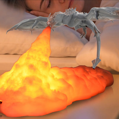 Contemporary Creative 3D Printed Fire-breathing Dragon PLA LED Table Lamp For Living Room