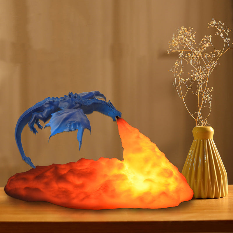 Contemporary Creative 3D Printed Fire-breathing Dragon PLA LED Table Lamp For Living Room