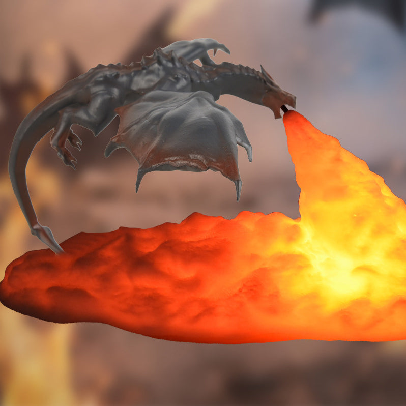 Contemporary Creative 3D Printed Fire-breathing Dragon PLA LED Table Lamp For Living Room