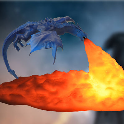 Contemporary Creative 3D Printed Fire-breathing Dragon PLA LED Table Lamp For Living Room