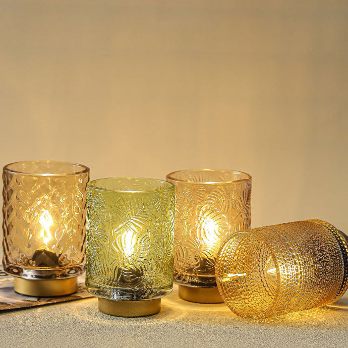 Moderne Art Deco Zylinder Punkt Blatt Glas LED Tischlampe für das Schlafzimmer 