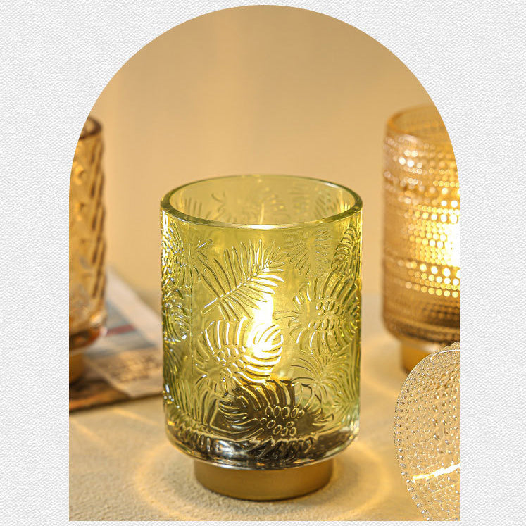 Moderne Art Deco Zylinder Punkt Blatt Glas LED Tischlampe für das Schlafzimmer 