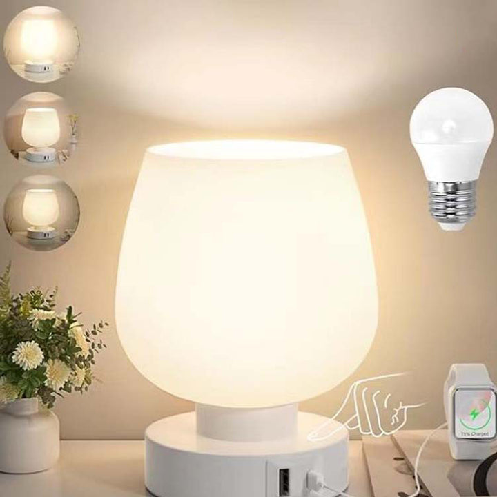 Moderne minimalistische runde Glasschirm Eisenbasis 1-Licht Tischlampe für Schlafzimmer 