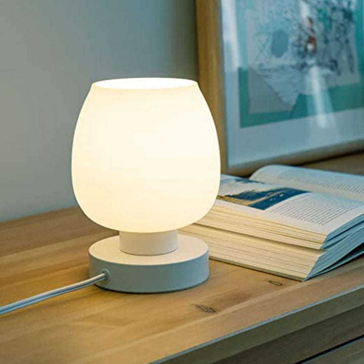 Moderne minimalistische runde Glasschirm Eisenbasis 1-Licht Tischlampe für Schlafzimmer 